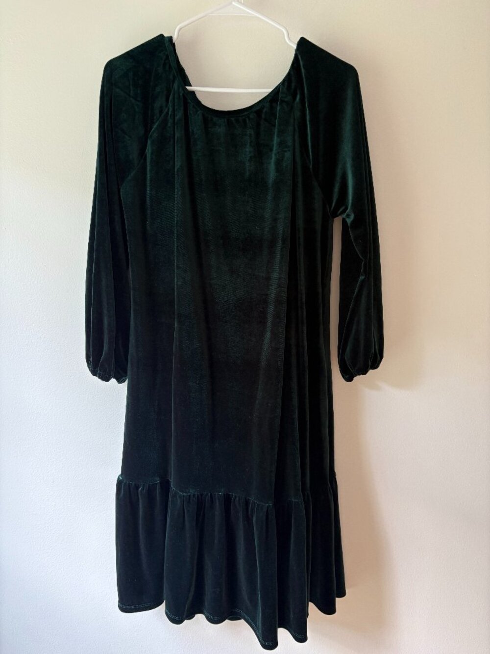 Draper James RSVP Velvet Bow Back Dress Emerald Green Size M